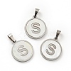 304 Stainless Steel with White Shell Pendants STAS-G268-01S-P-1