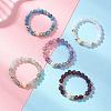 Natural Mixed Gemstone & Pearl Bead Finger Rings for Women RJEW-JR00965-5