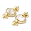Rack Plating Brass Micro Pave Clear Cubic Zirconia Fold Over Rhombus Clasps KK-F858-09G-2