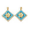 Rack Plating Brass Micro Pave Cubic Zirconia Pendants KK-P268-11D-G-2