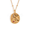 304 Stainless Steel Colorful Rhinestone Oval with Moon Star Pendant Necklaces for Women WG3D517-01-1