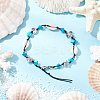 3Pcs 3 Styles Beach Starfish Turtle Synthetic Magnesite & Turquoise & Natural Cowrie Shell Beaded Anklets AJEW-AN00687-3