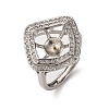 Rhombus Brass Micro Pave Clear Cubic Zirconia Adjustable Ring Settings KK-D378-34P-1
