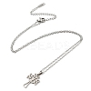 201 Stainless Steel Cross with Sailor's Knot Pendant Necklace with Cable Chains NJEW-Q317-11P-1