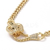 Cubic Zirconia Leopard Pendant Necklace with Brass Curb Chains for Women NJEW-G096-01G-04-2
