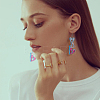 3 pairs 3 style Acrylic Heart Dangle Stud Earrings with Steel Iron Pins for Women EJEW-FI0001-65-6