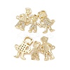 Brass Micro Pave Clear Cubic Zirconia Connector Charms KK-E068-VB362-1