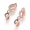 Long-Lasting Plated Brass Micro Pave Cubic Zirconia Ice Pick Pinch Bails X-ZIRC-F063-03RG-2
