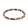 Electroplated Rainbow Color Synthetic Non-magnetic Hematite Column & Camel Round Acrylic Beaded Stretch Anklets for Women FS-WG6D389-01-2