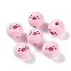 Animal Themes Printed Wood European Beads WOOD-M013-01H-1