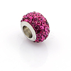 304 Stainless Steel Polymer Clay Rhinestone European Beads CPDL-J015-M-3