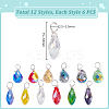 72Pcs 12 Style Glass Pendants PALLOY-GA00047-2