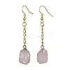 Nuggets Natural Rose Quartz Dangle Earrings EJEW-JE05683-02-1