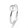 Adjustable Rhodium Plated 925 Sterling Silver Finger Ring Components STER-L055-030P-2