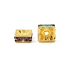 Brass Rhinestone Spacer Beads RB-A013-8x8-G-2
