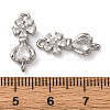 Brass Pave Clear Cubic Zirconia Flower Connector Charms KK-P308-43P-3