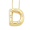 Brass & Plastic Pearl Letter Pendant Box Chain Necklaces for Women NJEW-U017-01G-04-1