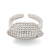 Real Platinum Plated Brass Micro Pave Clear Cubic Zirconia Cuff Rings RJEW-L113-018P-01-2