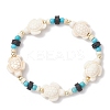 Synthetic Turquoise & Natural Lava Rock Beads Stretch Bracelets for Men Women BJEW-JB11988-01-2