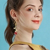 3 Pairs 3 Colors Brass Flower Dangle Earrings EJEW-YW00003-6