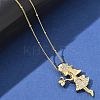 Brass Micro Pave Clear Cubic Zirconia Pendant Necklaces NJEW-M084-01G-02-2