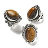 Natural Tiger Eye Adjustable Rings RJEW-I108-01AS-12-4