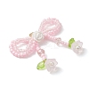 Glass Seed Beaded Bowknot & Flower Pendants PALLOY-MZ01220-01-3