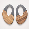 Transparent Resin & Walnut Wood Pendants X-RESI-S384-005A-B01-1