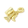 Rack Plating Brass Micro Pave Clear Cubic Zirconia European Dangle Charms X-KK-S380-26G-2