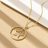 Brass Micro Pave Clear Cubic Zirconia Ring Pendant Necklaces LS-NJEW-P322-A01-G-2