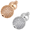 4Pcs 2 Colors Brass Micro Pave Clear Cubic Zirconia Screw Clasps KK-BBC0018-87-5