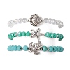 3Pcs 3 Styles Round Glass & Synthetic Turquoise Beads Stretch Bracelets Sets for Women BJEW-JB11654-2