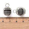 Iron Spiral Cage Natural Lava Rock Pendants PALLOY-JF05552-3