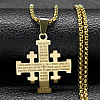 Jerusalem Cross 304 Stainless Steel Pendant Box Chain Necklaces NJEW-NH0003-01G-1