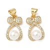 Brass Micro Pave Cubic Zirconia Pendants and ABS Imitation Pearl KK-Q068-23G-1