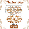 4Pcs Flower Alloy Crystal Rhinestone Adjustable Jean Button Pins FIND-CY0002-27G-2