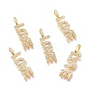 Brass Micro Pave Clear Cubic Zirconia Pendants ZIRC-Q023-06G-2