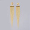 Brass Ball Chains Dangle Earrings EJEW-JE03536-2