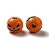 Printed Black Jack O Lantern Round Wood European Beads LS-WOOD-K007-03-3