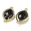 Natural Obsidian Faceted Horse Eye Connector Charms G-G181-07G-08-2