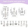 40Pcs 10 Styles Tibetan Style Alloy Pendant Decorations HJEW-SC0001-68-2