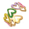 Heart 304 Stainless Steel Enamel Open Cuff Rings for Women RJEW-U034-01G-01-4