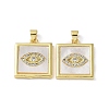 Rack Plating Brass Micro Pave Clear Cubic Zirconia Pendants KK-K341-44G-01-1