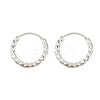 Brass Textured Hoop Earrings EJEW-F378-03A-S-2