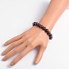 Faceted Natural Garnet Round Bead Stretch Bracelets BJEW-JB09123-3