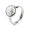 Half Round Natural Howlite Finger Rings RJEW-M062-01P-43-1