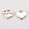 Wedding Theme Antique Silver Tone Tibetan Style Heart with Page Boy Rhinestone Charms LS-TIBEP-N005-14C-1