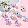 10Pcs 10 Styles Hand Painted Cartoon Opaque Acrylic with Enamel Beads MACR-YW0003-30-5
