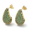 Cubic Zirconia Teardrop Stud Earrings EJEW-H137-01G-03-1