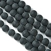 Grade A Round Frosted Natural Black Agate Beads Strands X-G447-5-4